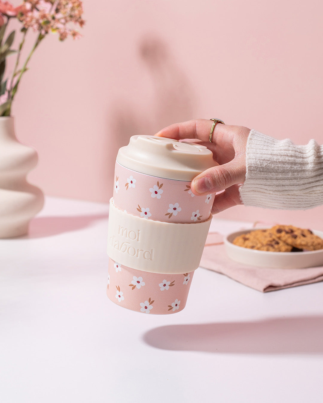 Tasse de voyage isotherme Champ rosé
