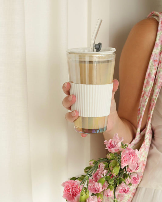 Tumbler en verre à manchon en silicone
