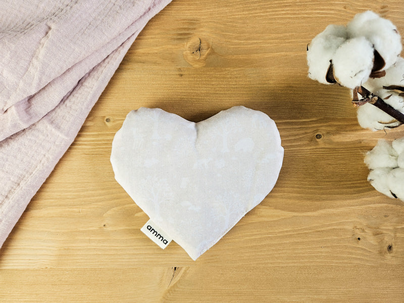 Coussin réconfort Cœur pour bébé en coton (Forêt enchantée)
