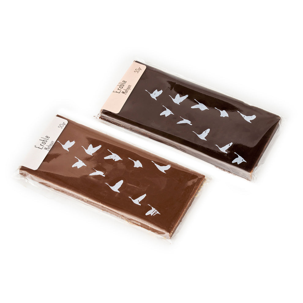 Tablette motif oies sauvages chocolat lait - sucre d'érable