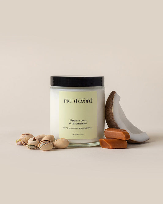 Bougie de soja Pistache, coco & caramel salé